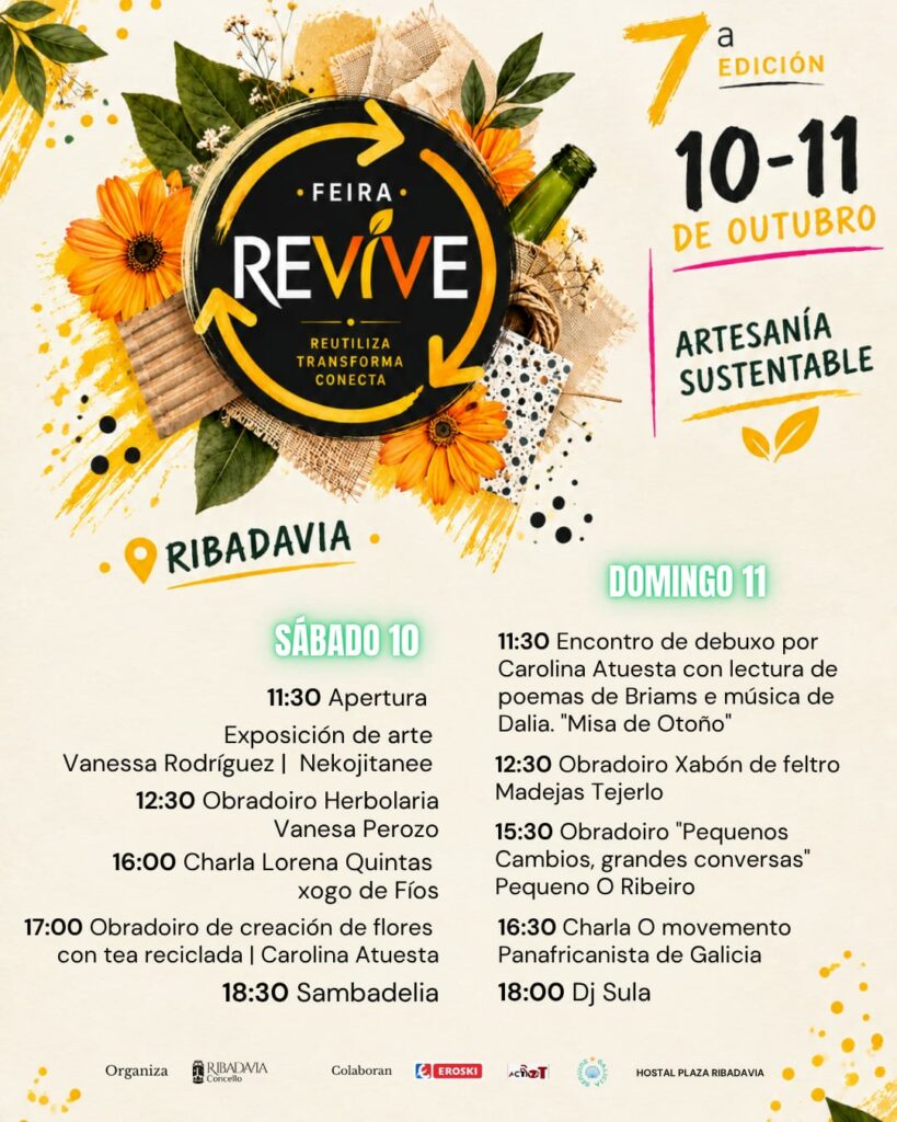 Feira Revive Ribadavia 2026 – artesanía sostenible, 10 e 11 de outubro